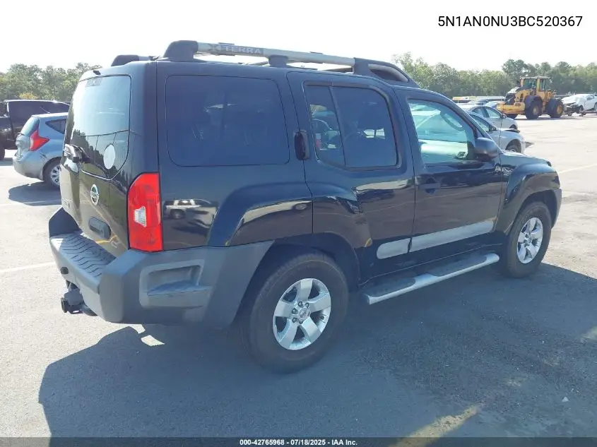 2011 Nissan Xterra S VIN: 5N1AN0NU3BC520367 Lot: 42765968