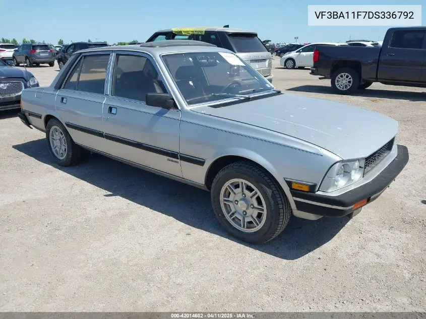 1983 Peugeot 505 VIN: VF3BA11F7DS336792 Lot: 42014602