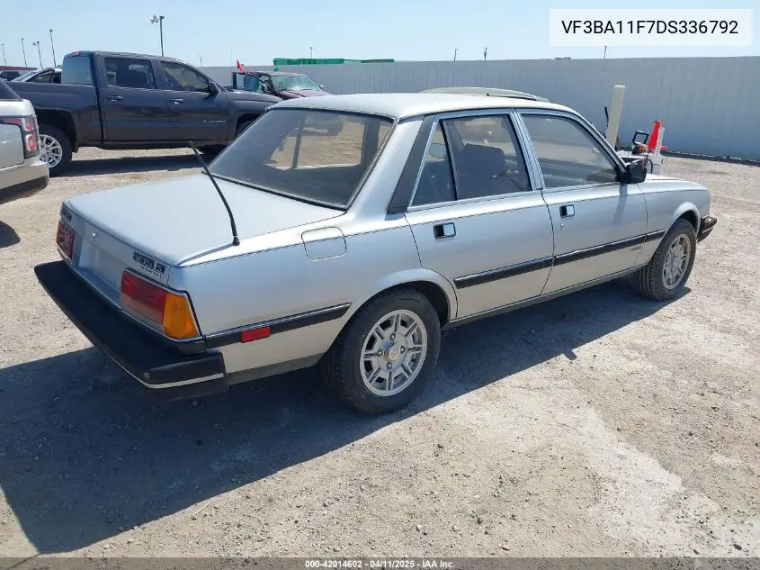 1983 Peugeot 505 VIN: VF3BA11F7DS336792 Lot: 42014602