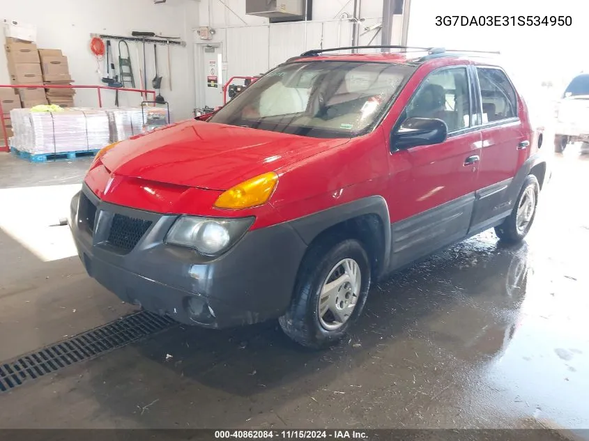 2001 Pontiac Aztek VIN: 3G7DA03E31S534950 Lot: 42273247