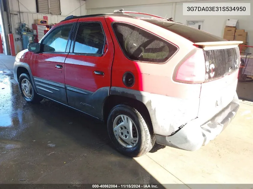 2001 Pontiac Aztek VIN: 3G7DA03E31S534950 Lot: 42273247