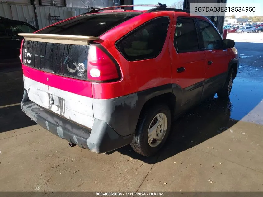 2001 Pontiac Aztek VIN: 3G7DA03E31S534950 Lot: 42273247