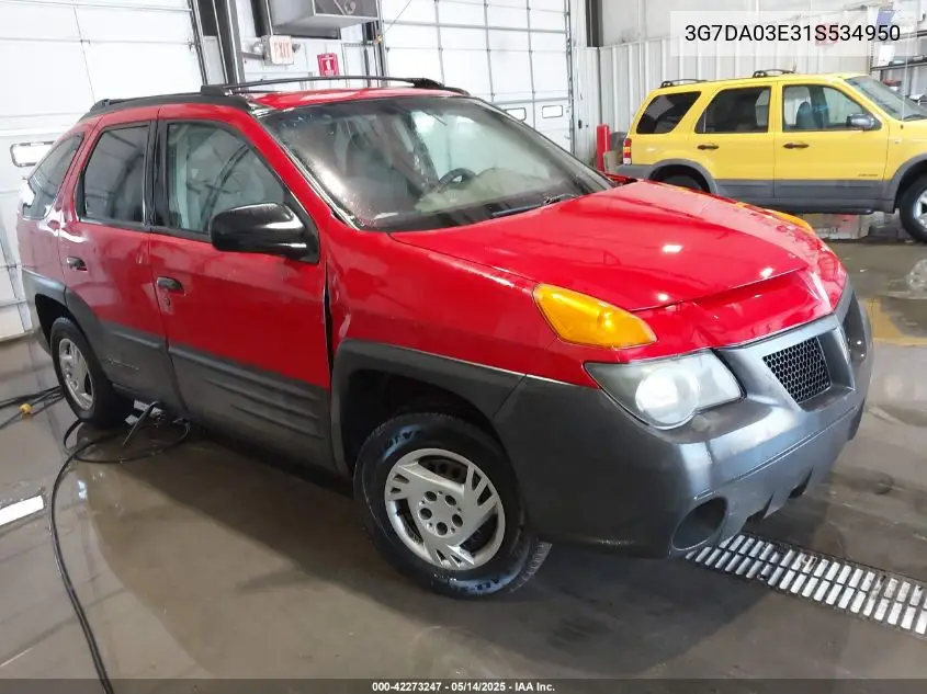 2001 Pontiac Aztek VIN: 3G7DA03E31S534950 Lot: 42273247