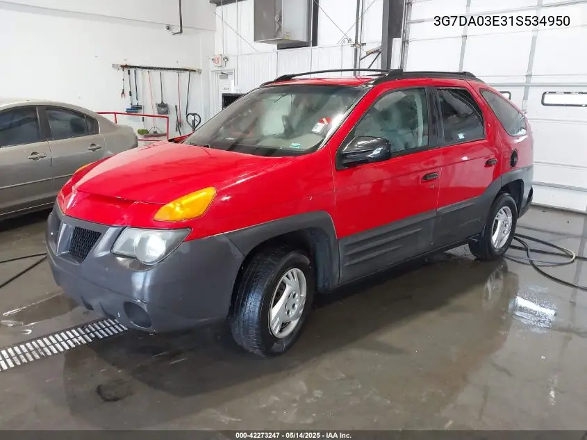 2001 Pontiac Aztek VIN: 3G7DA03E31S534950 Lot: 42273247