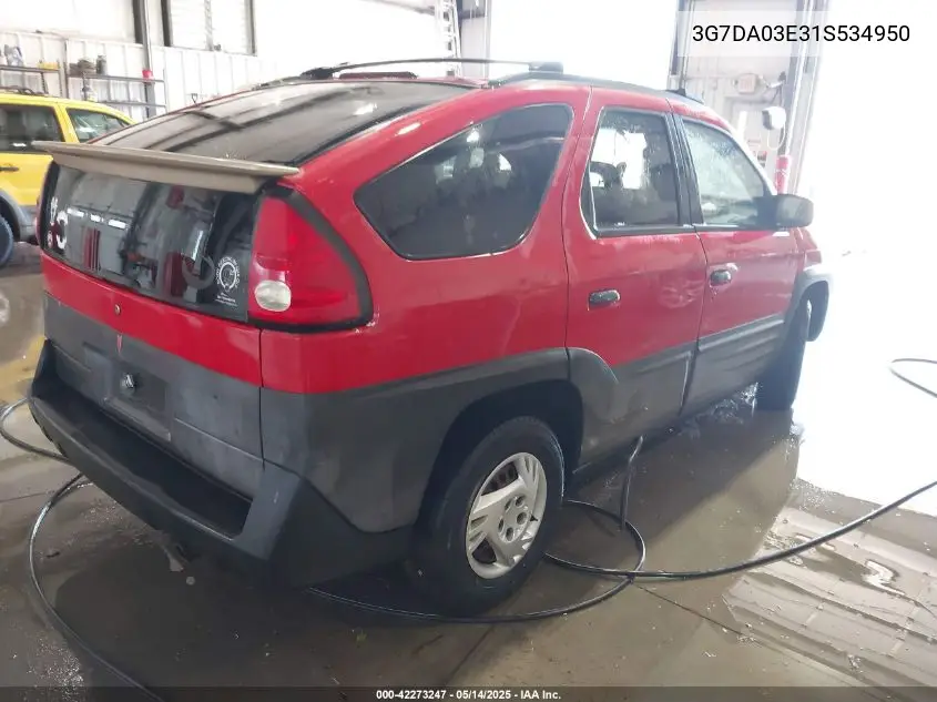 2001 Pontiac Aztek VIN: 3G7DA03E31S534950 Lot: 42273247