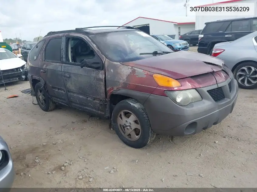 2001 Pontiac Aztek Gt VIN: 3G7DB03E31S536209 Lot: 42493601