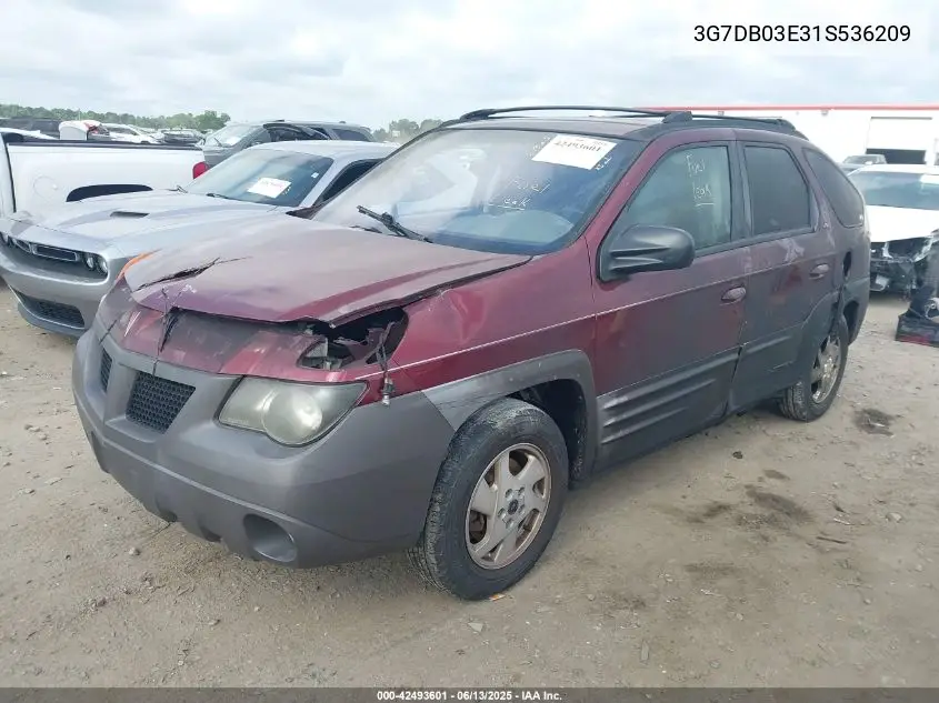 2001 Pontiac Aztek Gt VIN: 3G7DB03E31S536209 Lot: 42493601