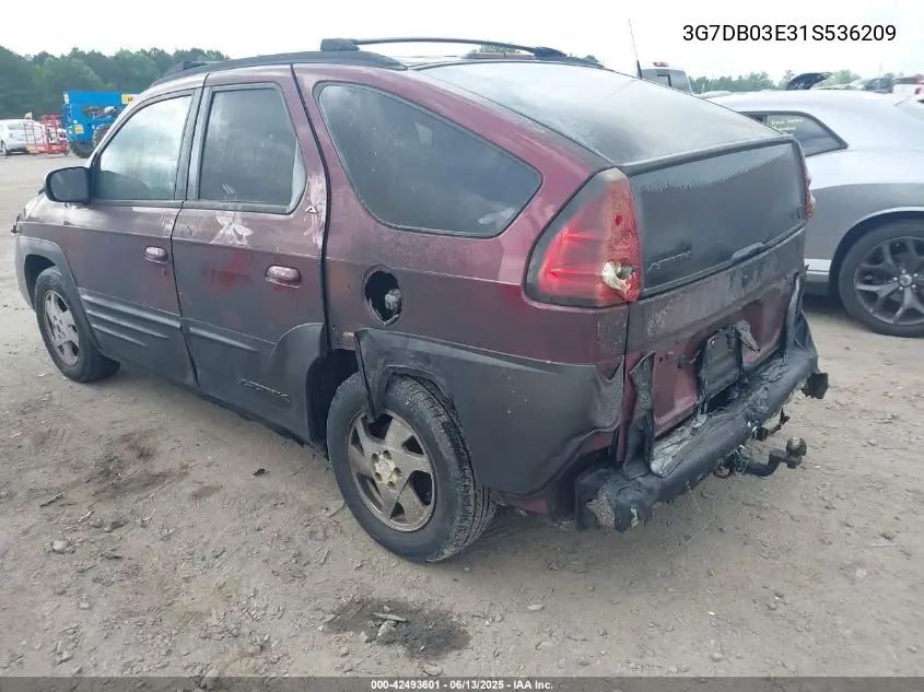 2001 Pontiac Aztek Gt VIN: 3G7DB03E31S536209 Lot: 42493601