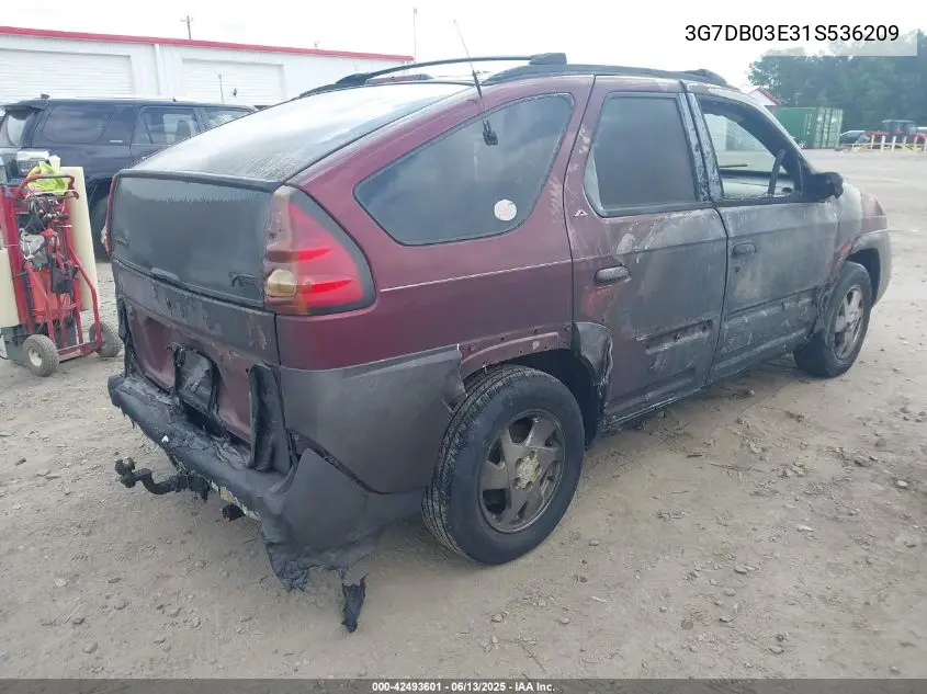 2001 Pontiac Aztek Gt VIN: 3G7DB03E31S536209 Lot: 42493601