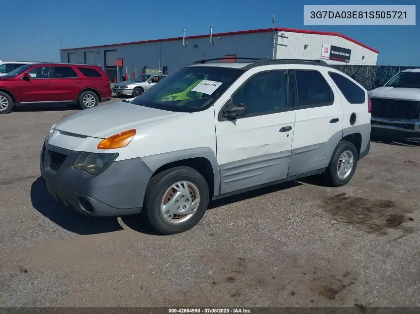 2001 Pontiac Aztek VIN: 3G7DA03E81S505721 Lot: 42664998