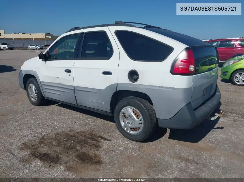 2001 Pontiac Aztek VIN: 3G7DA03E81S505721 Lot: 42664998