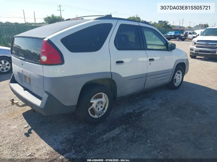 2001 Pontiac Aztek VIN: 3G7DA03E81S505721 Lot: 42664998