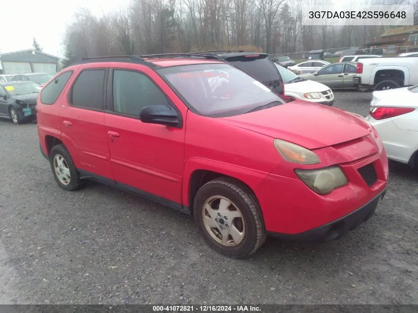 2002 Pontiac Aztek VIN: 3G7DA03E42S596648 Lot: 41072821