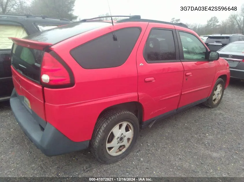 2002 Pontiac Aztek VIN: 3G7DA03E42S596648 Lot: 41072821