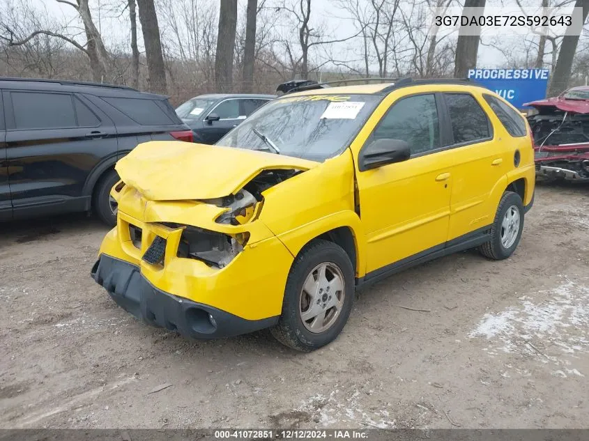 2002 Pontiac Aztek VIN: 3G7DA03E72S592643 Lot: 41072851