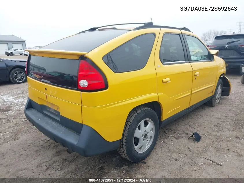 2002 Pontiac Aztek VIN: 3G7DA03E72S592643 Lot: 41072851