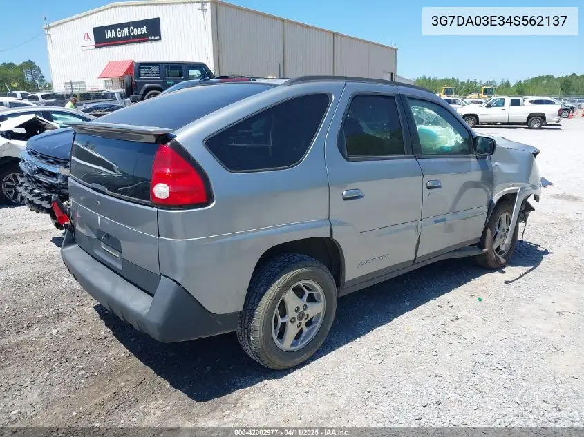 2004 Pontiac Aztek VIN: 3G7DA03E34S562137 Lot: 42002977