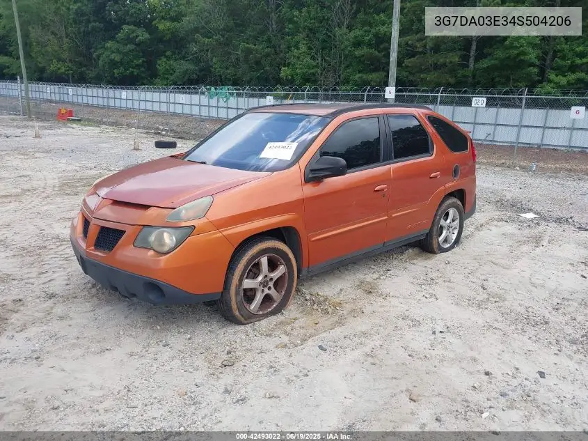 2004 Pontiac Aztek VIN: 3G7DA03E34S504206 Lot: 42493022
