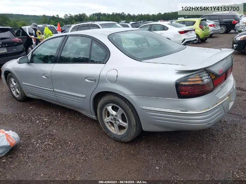 2000 Pontiac Bonneville Se VIN: 1G2HX54K1Y4153700 Lot: 42543221