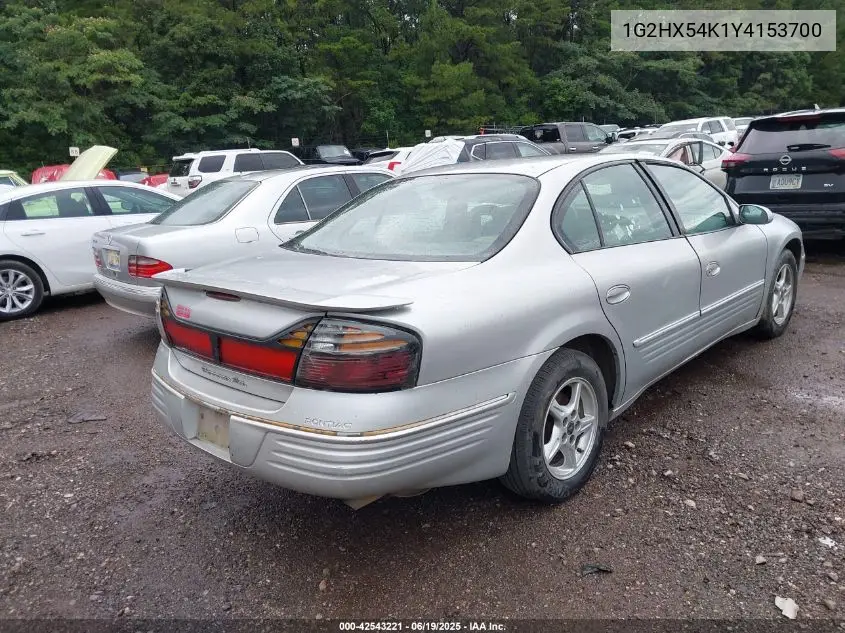 2000 Pontiac Bonneville Se VIN: 1G2HX54K1Y4153700 Lot: 42543221