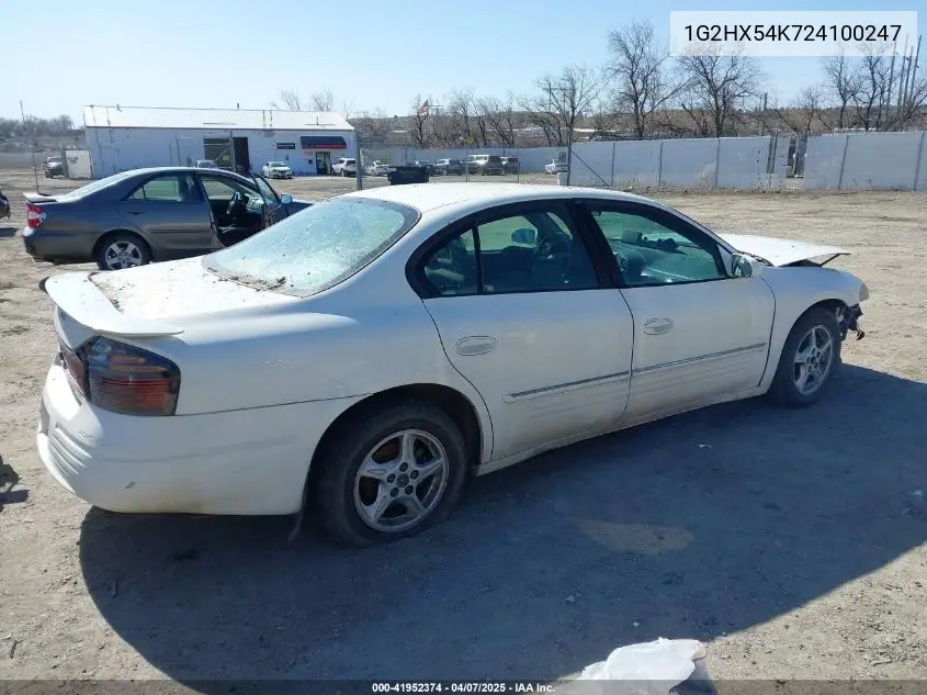 2002 Pontiac Bonneville Se VIN: 1G2HX54K724100247 Lot: 41952374