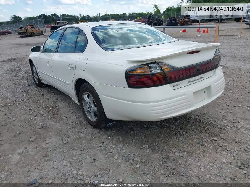 2002 Pontiac Bonneville Se VIN: 1G2HX54K424213640 Lot: 42632915
