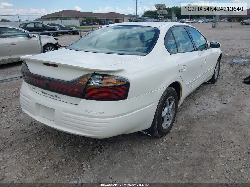 2002 Pontiac Bonneville Se VIN: 1G2HX54K424213640 Lot: 42632915