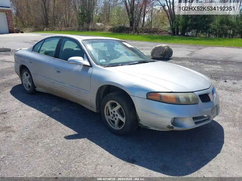 2003 Pontiac Bonneville Se VIN: 1G2HX52K534192351 Lot: 42149729