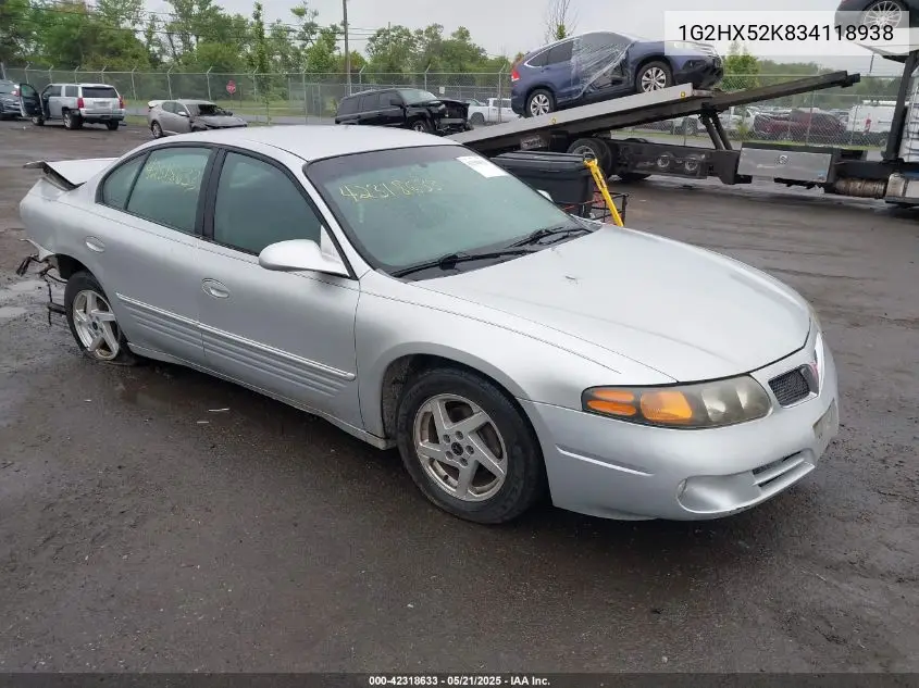 2003 Pontiac Bonneville Se VIN: 1G2HX52K834118938 Lot: 42318633