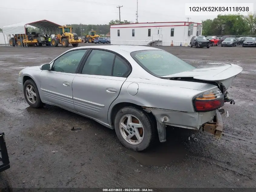 2003 Pontiac Bonneville Se VIN: 1G2HX52K834118938 Lot: 42318633