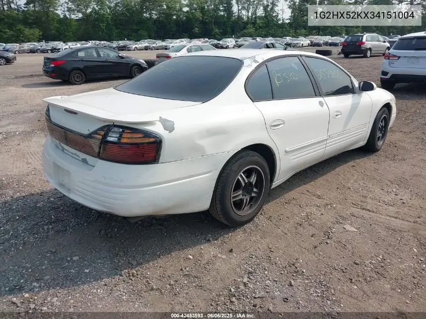 2003 Pontiac Bonneville Se VIN: 1G2HX52KX34151004 Lot: 42453593
