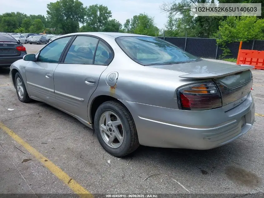 2005 Pontiac Bonneville Se VIN: 1G2HX52K65U140603 Lot: 42432910