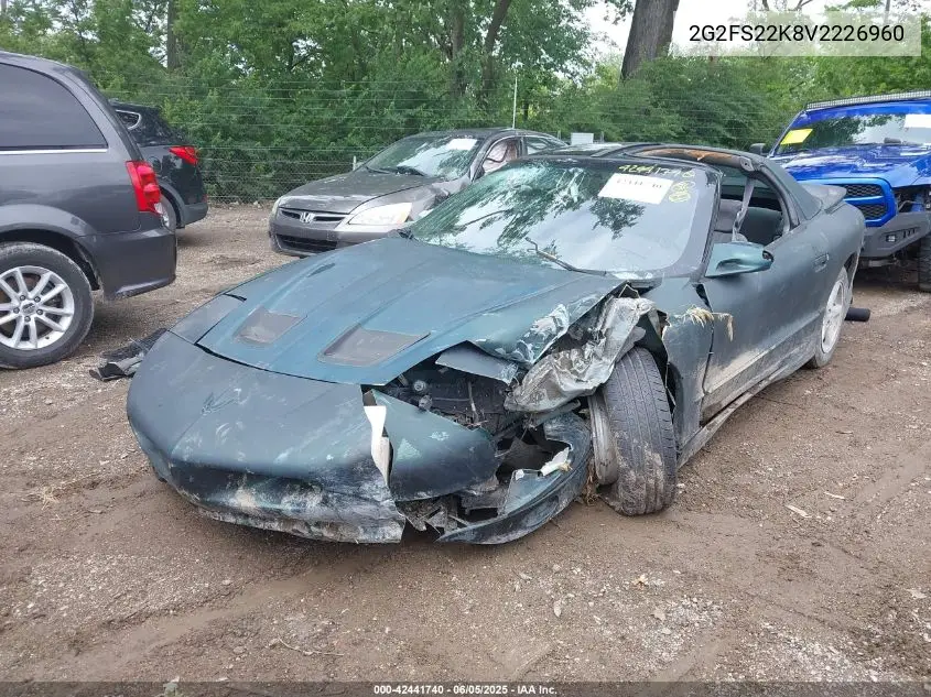 1997 Pontiac Firebird VIN: 2G2FS22K8V2226960 Lot: 42441740