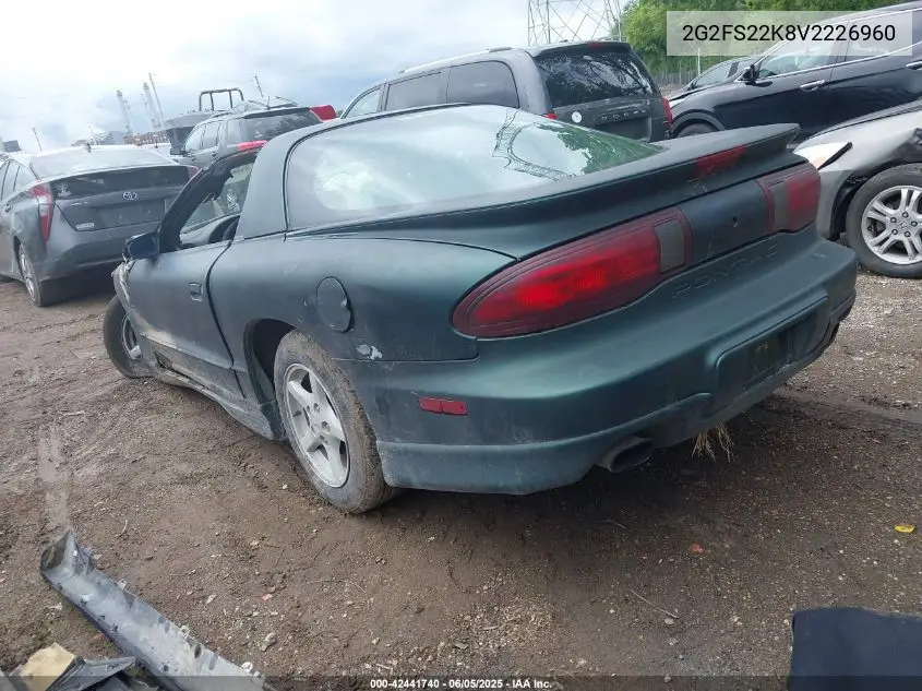 1997 Pontiac Firebird VIN: 2G2FS22K8V2226960 Lot: 42441740