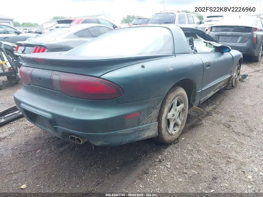 1997 Pontiac Firebird VIN: 2G2FS22K8V2226960 Lot: 42441740
