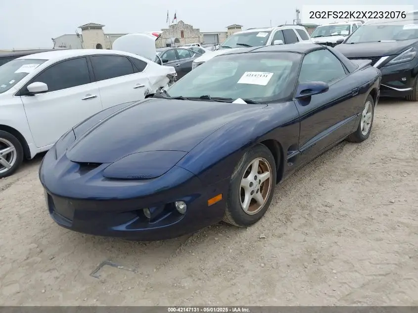 1999 Pontiac Firebird VIN: 2G2FS22K2X2232076 Lot: 42147131