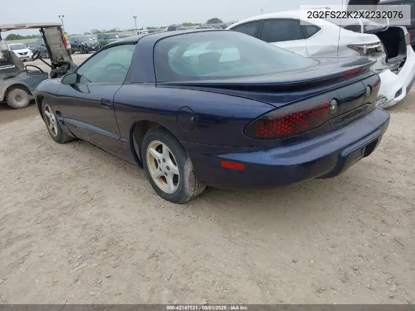 1999 Pontiac Firebird VIN: 2G2FS22K2X2232076 Lot: 42147131