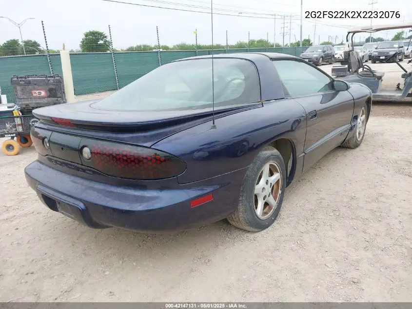 1999 Pontiac Firebird VIN: 2G2FS22K2X2232076 Lot: 42147131