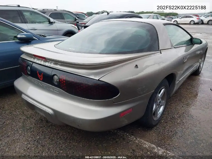 1999 Pontiac Firebird VIN: 2G2FS22K0X2225188 Lot: 42159937