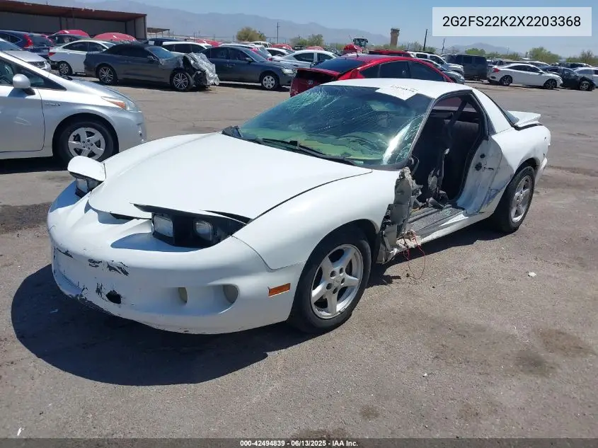 1999 Pontiac Firebird VIN: 2G2FS22K2X2203368 Lot: 42494839