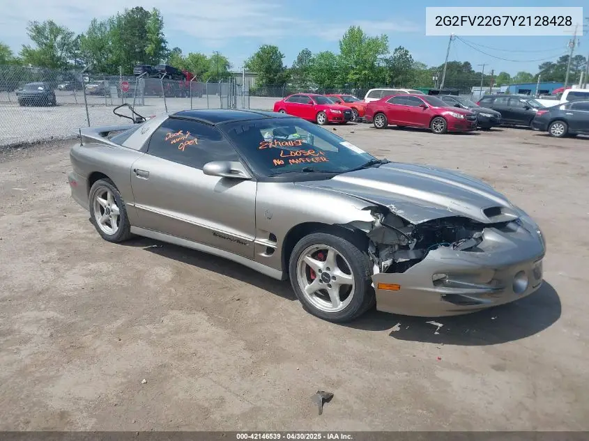 2000 Pontiac Firebird Trans Am VIN: 2G2FV22G7Y2128428 Lot: 42146539