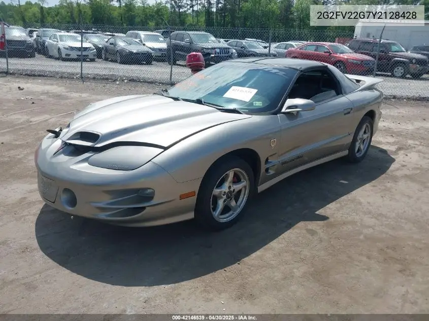 2000 Pontiac Firebird Trans Am VIN: 2G2FV22G7Y2128428 Lot: 42146539
