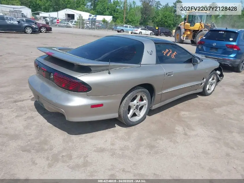 2000 Pontiac Firebird Trans Am VIN: 2G2FV22G7Y2128428 Lot: 42146539