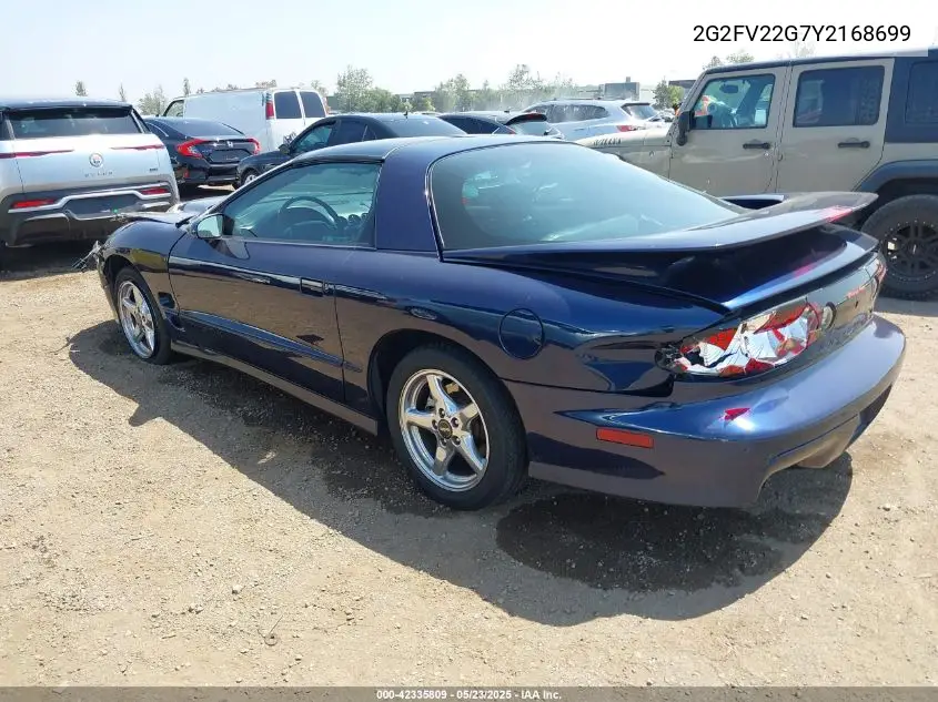 2000 Pontiac Firebird Trans Am VIN: 2G2FV22G7Y2168699 Lot: 42335809