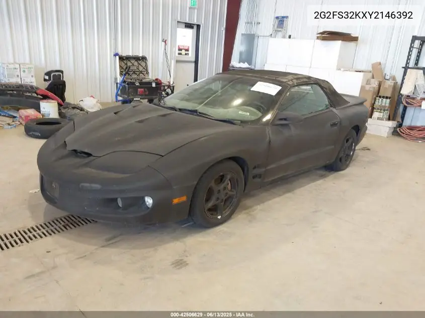 2000 Pontiac Firebird VIN: 2G2FS32KXY2146392 Lot: 42506629