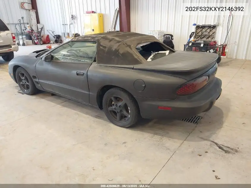 2000 Pontiac Firebird VIN: 2G2FS32KXY2146392 Lot: 42506629
