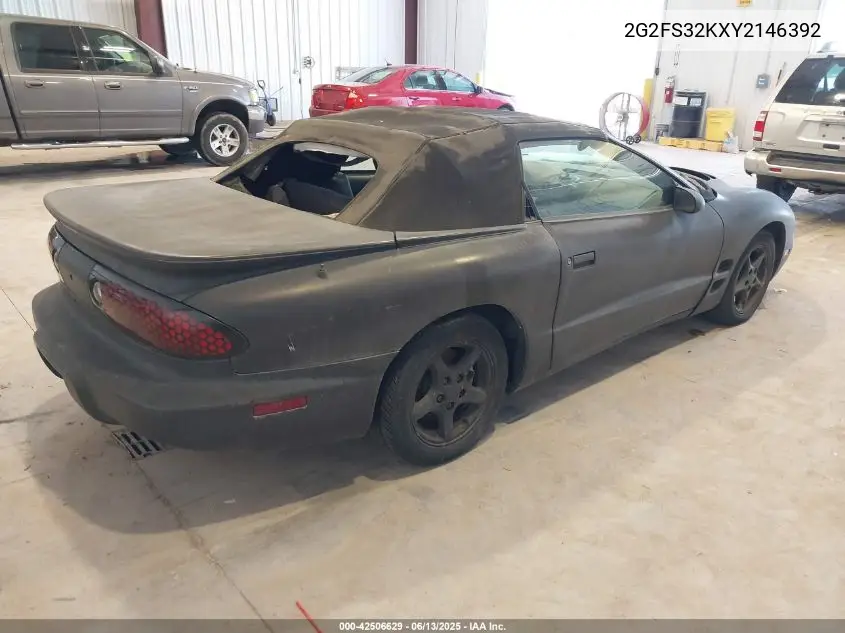 2000 Pontiac Firebird VIN: 2G2FS32KXY2146392 Lot: 42506629