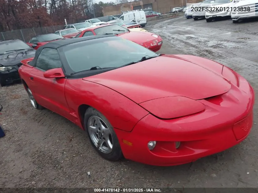 2001 Pontiac Firebird VIN: 2G2FS32K012123838 Lot: 41478142