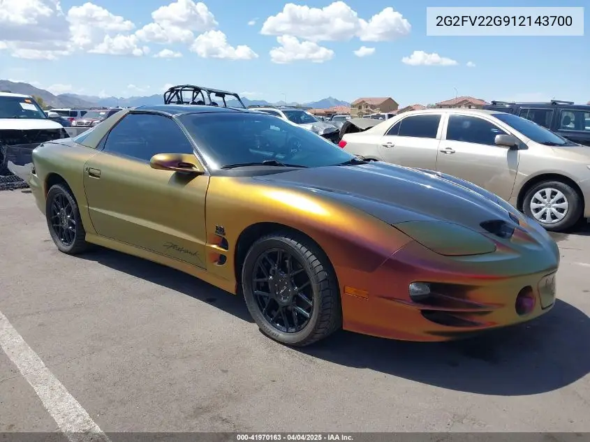 2001 Pontiac Firebird Formula VIN: 2G2FV22G912143700 Lot: 41970163