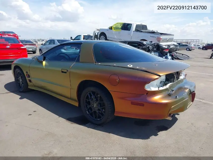 2001 Pontiac Firebird Formula VIN: 2G2FV22G912143700 Lot: 41970163